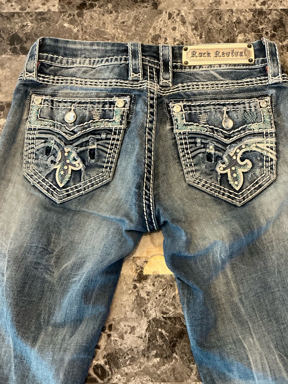 Rock Revival Festival Boho Mid Rise Ankle Skinny Jeans Kyla SZ 25 Cowgirl Rodeo - Picture 16 of 16